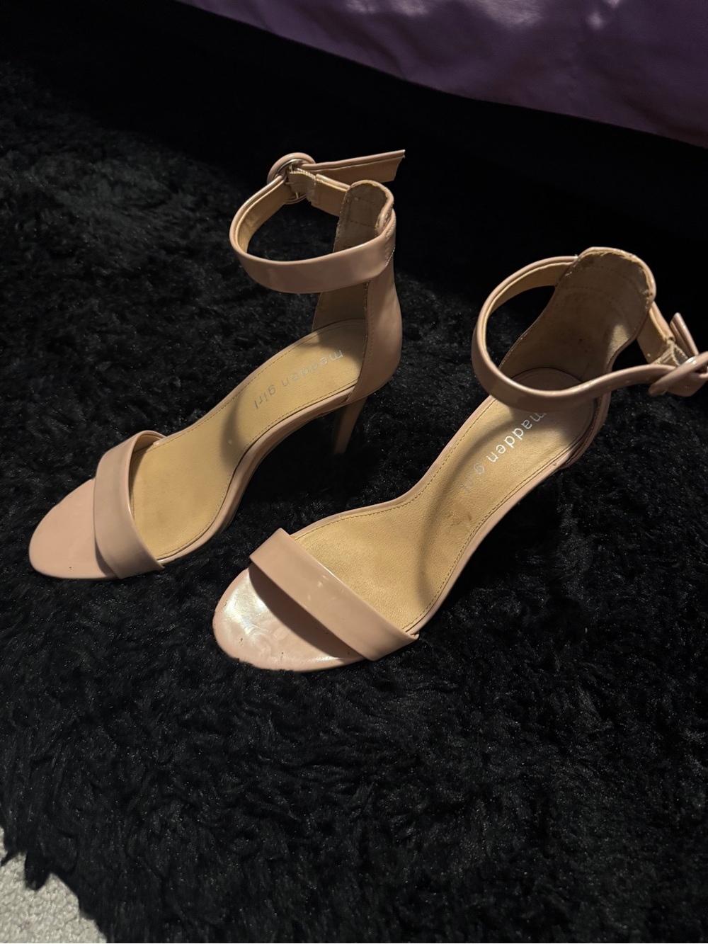 Madden Girl Blush Nude Ankle-Strap Stiletto Heels